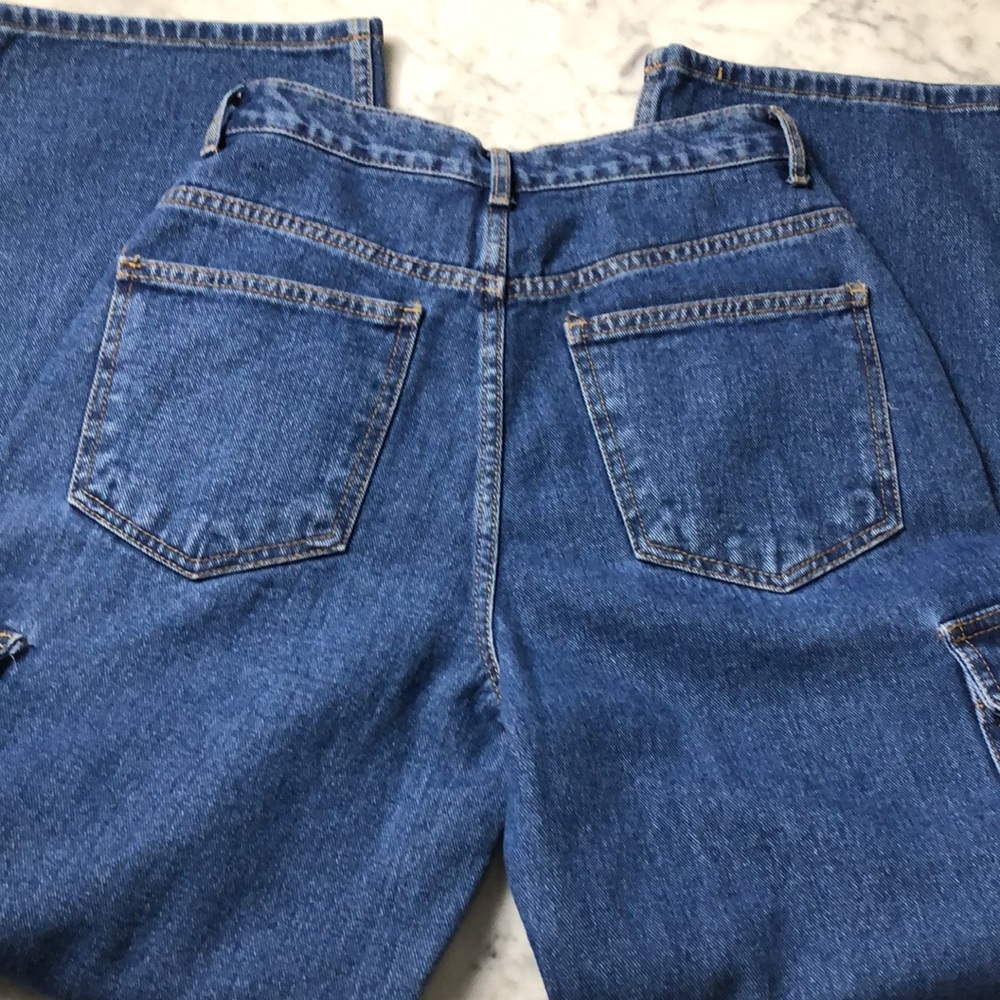 The Frankie Shop Blue Denim Cargo Jeans Wide leg Size S - Picture 5 of 13